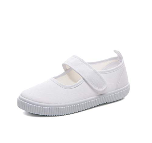 Boy's Girl's White Canvas Mary Jane Flats Fashion Sneakers(Toddler/Little Kid)