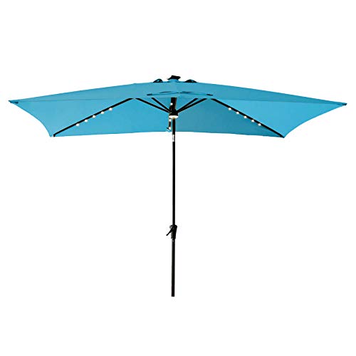 C Hopetree Rectangular Outdoor Patio Umbrella With Solar Led Lights 6 5 X 10 Ft Aqua Blue