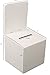 White Card Box XL raffle ticket box Corrugated Ballot and suggestion box with wide slot Donation Box & Removable Header for fundraising events 10.5H x 10.5W x 10D, Display area 11