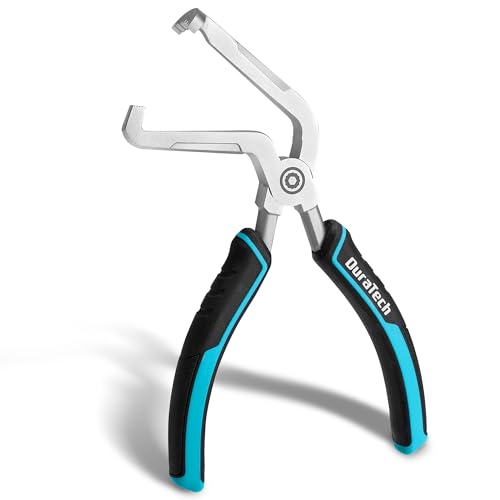 DuraTech 8-Inch Electrical Disconnect Pliers, 60 Degree Bent Automotive Connector Pliers, Electrical Connector Removal Tool for Car, Automotive Hand Tools for Push Tab Style Plugs