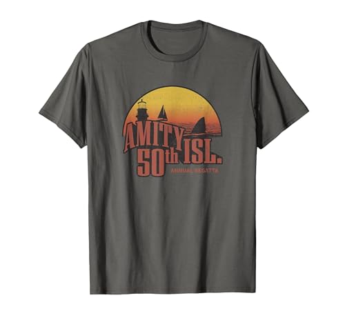 Image of Jaws Amity Island 50th Annual Regatta T-Shirt, Men, Asphalt Grey, XX-Large