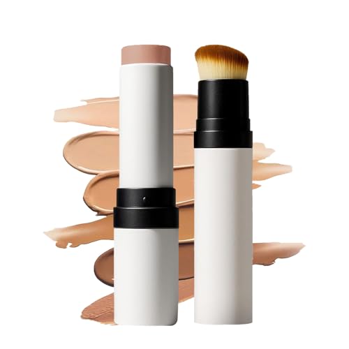 Elovra, Elovra Blanc Cover Cream Stick | White Foundation Stick | Korean Color Changing Foundation | Dual Ended with Detachable Brush - Hydrating, Lightweight, Full Coverage, 0.51 Fl Oz (C30 Natural)