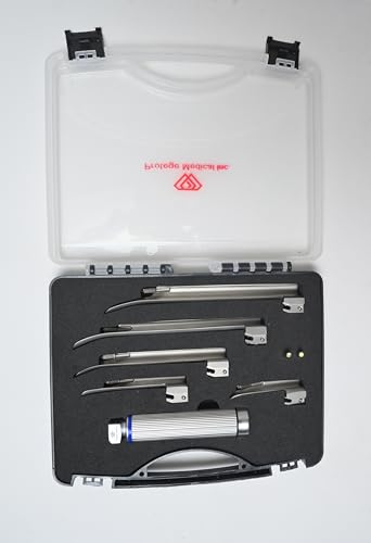 Protege Veterinary Laryngoscope Set Including 5 Miller laryngoscope Blade for Intubation 75-210 mm laryngoscope Blades for Animals