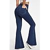 IUGA Bell Bottom Jeans for Women High Waisted Stretchy Flare Jeans Pull On Wide Leg Jeans V Cross Tummy Control Flare Pants