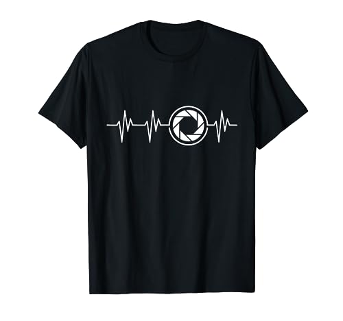 Lente diafragma Heartbeat divertido fotógrafo camiseta regalo Camiseta