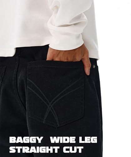 Pantete Men's Baggy Wide Leg Pants Hip Hop Straight Leg High Waist Classic Relax Fit Skateboard Trousers 5