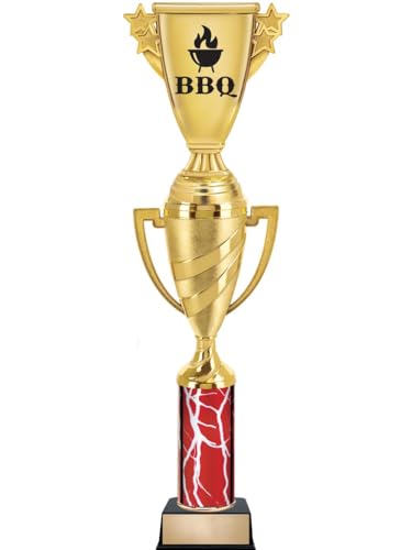 Crown Awards 14" Red Lightning Cup Riser Barbeque Cooking Trophy, Barbeque Cooking Award with Custom Engraving Prime