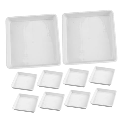 GETAJGHSD 10個正方形プラスチック製植物用水受け皿 滑らかで なエッジ設計 水漏れ防止機能付き 多様な鉢に対応 ガーデンや室内観葉植物のベー