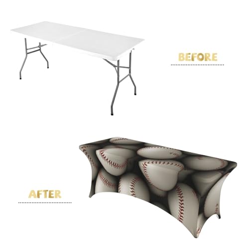 Nappe de table extensible 1,8m rectangulaire en élasthanne lavable motif baseball