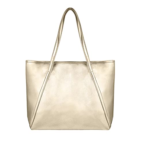 OB OURBAG Sac à Bandoulière en Cuir PU pour Femme, Sac à Main Grande Capacité pour Femme, Sac à Provisions à La Mode (Or Champagne)