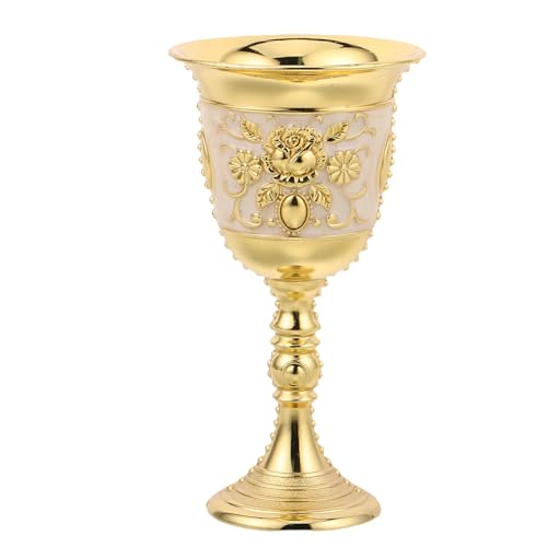 Mikinona Cáliz Vintage de Metal Rosa Copa de Vino Estilo Medieval para Celebraciones Románticas y Fiestas Reales Copa Decorativa para Bodas y Eventos Especiales