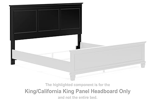 Image of Signature Design by Ashley Lanolee King /Cal King Headboard, Black | Solid hardwood and birch veneer, Bed frame mount, Modern farmhouse style, Master bedroom use, Black painted finish