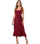 ROYAL MATRIX Women's Midi Dresses for Wedding Guest Semi Formal Dress for Cocktail Party Square N...
