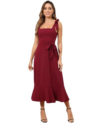Amazon.com: ROYAL MATRIX Women's Midi Dresses for Wedding Guest Semi Formal  Dress for Cocktail Party Square Neck Split Bridesmaid Dress (Wine Red,  X-Large) : Clothing, Shoes & Jewelry