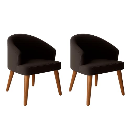 Image of Upholstery Barrel Arm Chair with Soft Serenity Suede Fabric for Dining Room, Living Room, Bedroom, Cafe, or Restaurant with Comfortable & Stylish | Black Set of 2