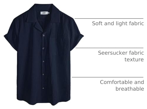 Image of VATPAVE Mens Striped Summer Shirt Casual Button Down Short Sleeve Beach Shirts Cotton Shirts for Men