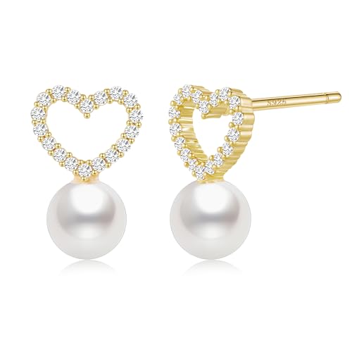 TINGN パール ピアス レディース ジルコニア シルバー925 ポスト つけっぱなし 金属アレルギー対応 銅製 14K ゴールドメッキ ファーストピアス 可愛い キラキラ アクセサリー 両耳用 冠婚葬祭 誕生日 プレゼント ゴールド (スタイル5)