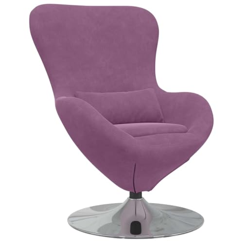 vidaXL Fauteuil œuf Violet Velours, Chaise Lounge Moderne, Assise Stylée, Velours, Œuf Confortable, Pivotante pour Détente à Domicile
