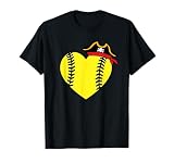 Softball Baseball Heart With Pirate Hat T-Shirt