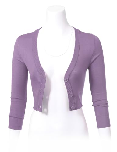 Image of Allsense Women's Cropped Bolero Shrug Cardigan | 3 /4 Sleeve, Button Down, Lightweight Knit Sweater