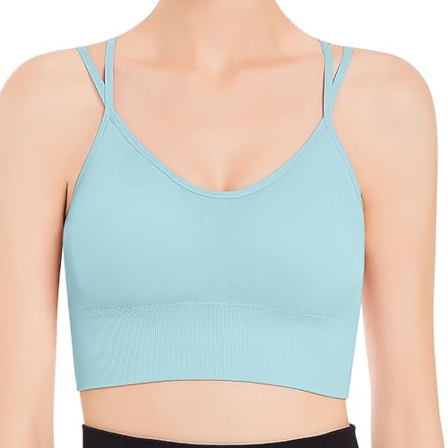 Sujetador Deportivo con Tiras para Mujer para Yoga, Correr, Gimnasio, Entrenamiento, Fitness, Camisetas sin Mangas Sujetadores Sin Tirantes Y Espalda Descubierta (F, XL)
