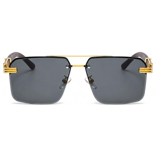 Image of Aviator Sunglasses for Men Women Half Frame Vintage Shades UV400
