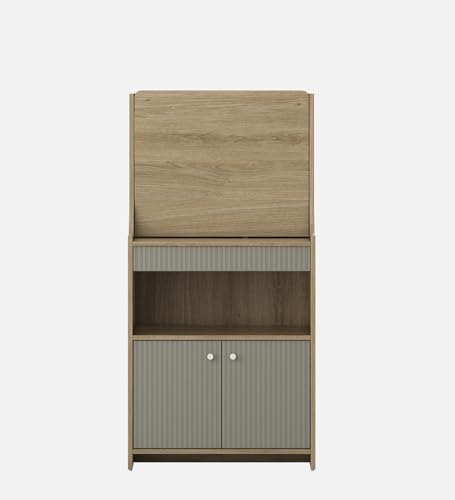 Image of Spacewood Study Table | 3 Year Warranty | Oliver |Study Desk with Storage, Study Table, Table with 3 Shelves and 1 Drawer Storage | Engineered Wood | Santana Oak & Modern Ash
