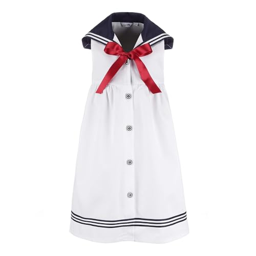 modAS Kinder Matrosenkleid ärmellos - Maritimes Kleid mit großem Kragen...