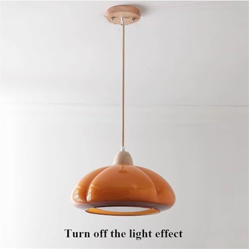 Lustre en verre orange rétro au design soigné pour salon