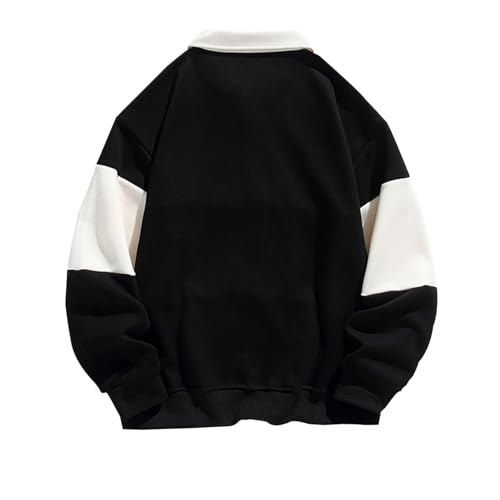 Sweatshirts for Men Long Sleeve Patchwork Color Lapel Collar Sweatshirt Casual Loose Lightweight Pullover Sweatshirt2