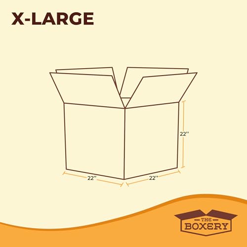 Image of The Boxery Moving Boxes 10-Pack X-Large | 22x22x22 inch Brown /Kraft Corrugated Cardboard Packing, Moving & Storage for Business /Home - Durable - Eco-Friendly, Recyclable - Made in the USA