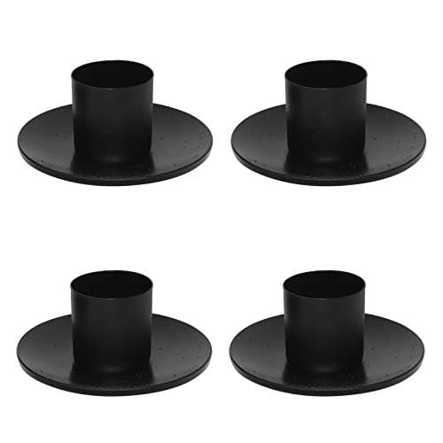 CYH 4 Piezas Candelabros de Metal, Portavelas Negro Retro, Soporte para Velas, Candelero Redondo Candelabro Vintage para Hogar Bodas Eventos Fiestas Cenas Cumpleaños Navideña Decoración de Mesa