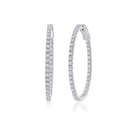 La Joya Lab Grown 1 1/2 CT TW Sterling Silver Inside Out Diamond Earrings for Women | Beautiful Plated White Gold Diamond Earrings for Women | Ideal Mother's Day Gift Cover