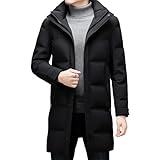 Ownwfeat Chaqueta de plumón extraíble para hombre, chaqueta acolchada de invierno, abrigo largo de invierno, Negro, XL Tall
