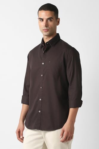 Image of Van Heusen Solid Casual Shirt for Men| Premium Cotton| Full Sleeves| Regular Fit |Breathable Fabric |