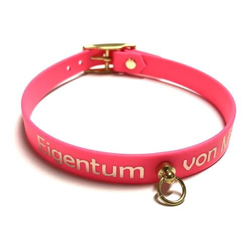 Personalisiertes BDSM Halsband, 2 cm Breite, Biothane Material, Schwarz mit Ring, Handgefertigt in Deutschland