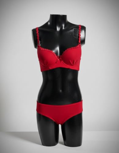 Image of M R Shopzilla Women's Underwire Premium Lycra Silk Bra and Panty Set - Seamless T-Shirt Bra with Matching Mid-Rise Panty - Smooth, Stretchable Lingerie Set for Everyday Comfort & Style