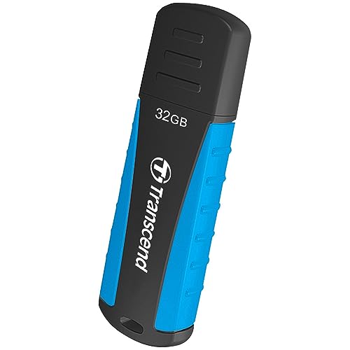 Image of Transcend JetFlash 810 32GB USB 3.1 Gen 1 (USB 5Gbps) Flash Drive (Pen Drive), Rugged Rubber Design, 5-Year Limited Warranty, Baby Blue (TS32GJF810)