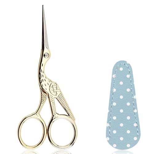 BIHRTC Small Craft 4.5Inch Embroidery Scissors with Artificial Le...