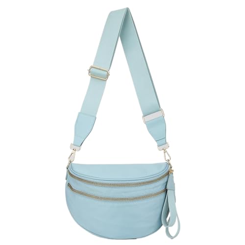 Cymwer Bolso bandolera de nailon con cremallera, bolso bandolera espacioso para mujer (azul)