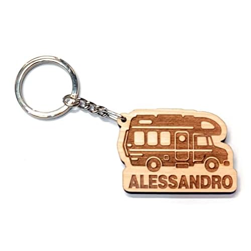 Portachiavi personalizzato in legno CAMPER, per gli amanti del campeggio - personalizzalo con il tuo nome - idee idea regalo legno personalizzato