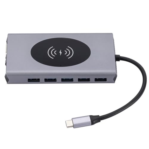 Estación de acoplamiento, hub 13 en 1, divisor de múltiples puertos, adaptador de monitor tipo C 3.0 para todas las computadoras portátiles, útil para aquellos que tienen puertos USB limitados