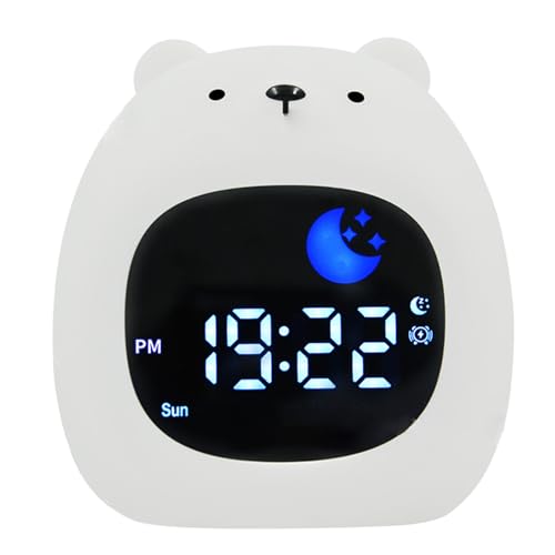 Ssguopte Réveil d'apprentissage du Sommeil pour Enfants, réveil de Chevet avec veilleuse, horloges numériques Rechargeables pour Filles et garçons, Ours