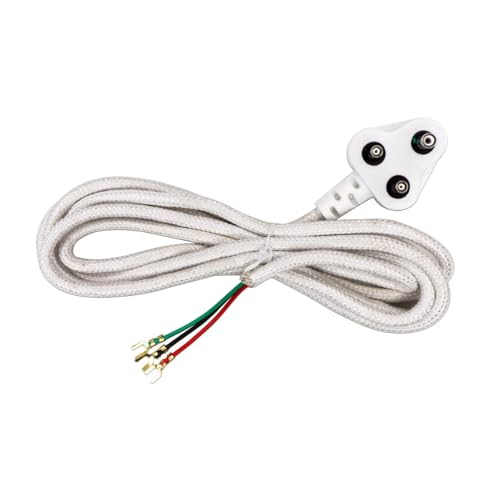 Image of Cotton Protected Copper Wire Cord with 3 pin Plug for Electric Iron 2.5 Meter (Pack of 1) ECV4