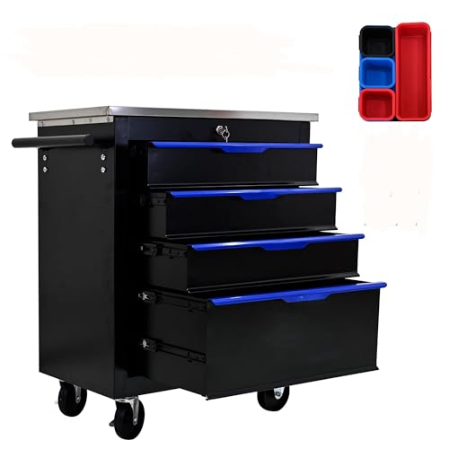 MegaChoice Rolling Tool Chest, 4 Drawer Rolling Tool Box with Wheels & Locking System, Multifunctional Tool Cart for Garage Workshop Warehouse