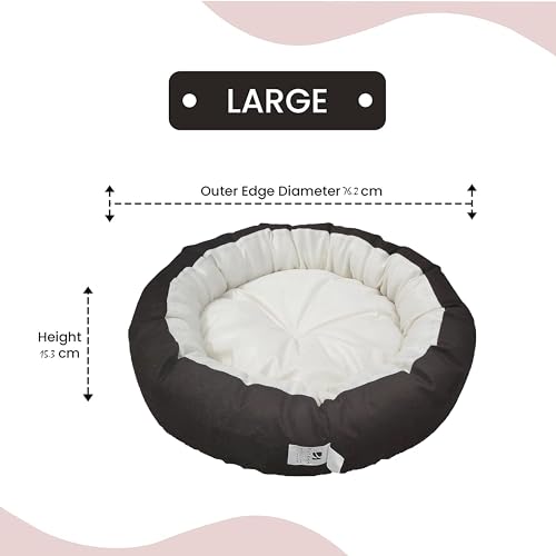 Image of Large Size Dog Bed for Large Size Dogs, Puppies, Kitten and cat Bed Velvet Fabric Dual Color Cream-Brown Anti Skid Bottom Washable Export Quality Pet Bed
