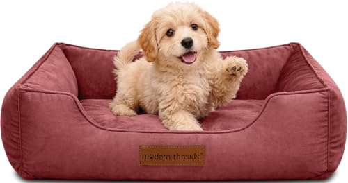 Image of Modern Threads Luxury Dog Bed - Comfortable Tufted Velvet Cushion for Small to Large Dogs - Machine Washable - Durable & Cute Sleep Space for Pets - Pamper Your Pet with Cozy Beds - Rosewood