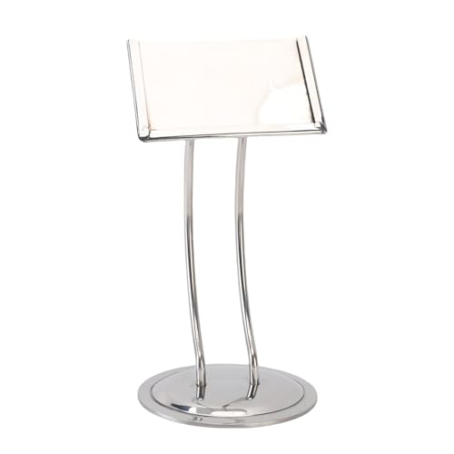 OEBUAFI Stainless Steel Table Sign Holder, Weighted Non Slip Base 45 Degree Inclination for Best Viewing Angle, with Wider Slot for Thick Cards, for Restaurants Buffets Weddings Events