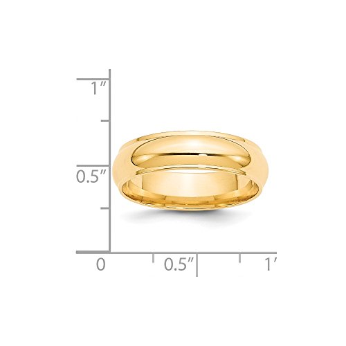Solid 14k Yellow Gold 6mm Plain Classic Dome with Flat Edge Wedding Band Ring3