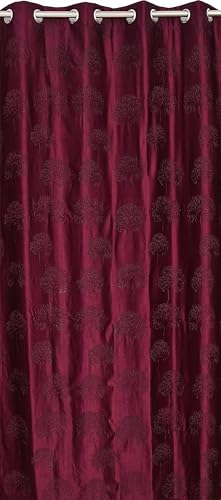 Image of Heavy Quality Punch Tree Curtains 5 Feet Long Set of 1 Pcs | Wine Window Curtains for Living Room, Bedroom | Lightweight 5 Feet Long Drapes for Home Decoration